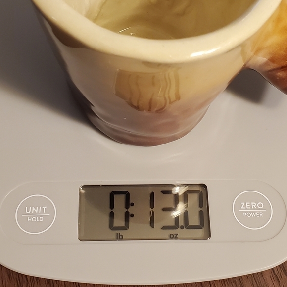 Unique Pottery Mug Opened Handled Glazed Creamy/Brown Signed AJC 6f90005B - Picture 10 of 10